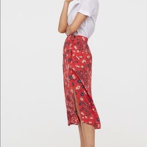 Calf-Length Floral Skirt